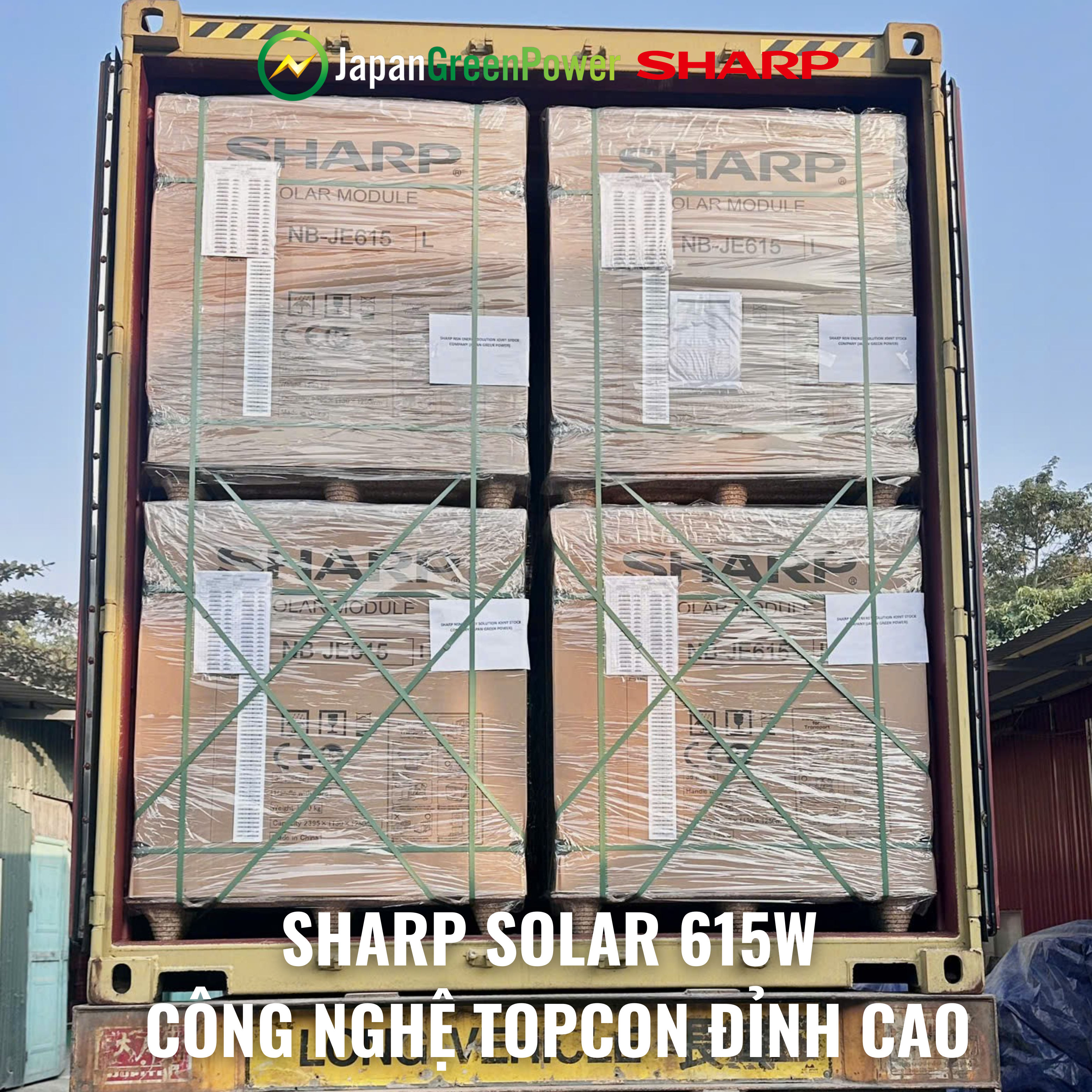 Tấm pin mặt trời Sharp 615W: công nghệ cell TOPCon cho hệ thống điện mặt trời hiệu suất cao
